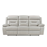 Laconia Silver Leather Double Reclining Sofa by Homelegance at Eve Furniture