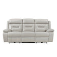 Laconia Silver Leather Power Double Reclining Sofa by Homelegance at Eve Furniture