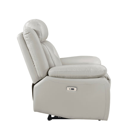 Laconia Silver Leather Power Reclining Chair by Homelegance at Eve Furniture