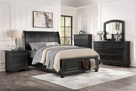 Laurelin Black Queen Sleigh Storage Platform Bed by Homelegance at Eve Furniture