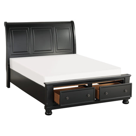 Laurelin Black Queen Sleigh Storage Platform Bed by Homelegance at Eve Furniture