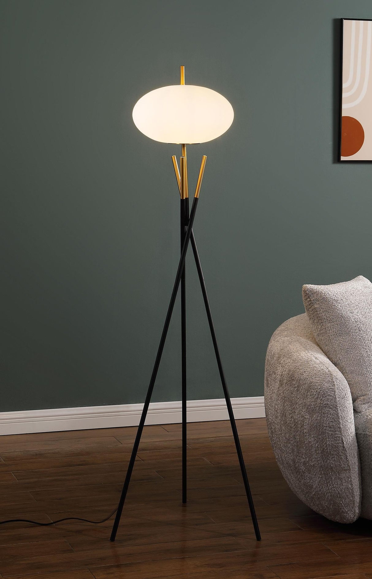 Layton White Orb Shade Tripod Floor Lamp by Coaster at Eve Furniture