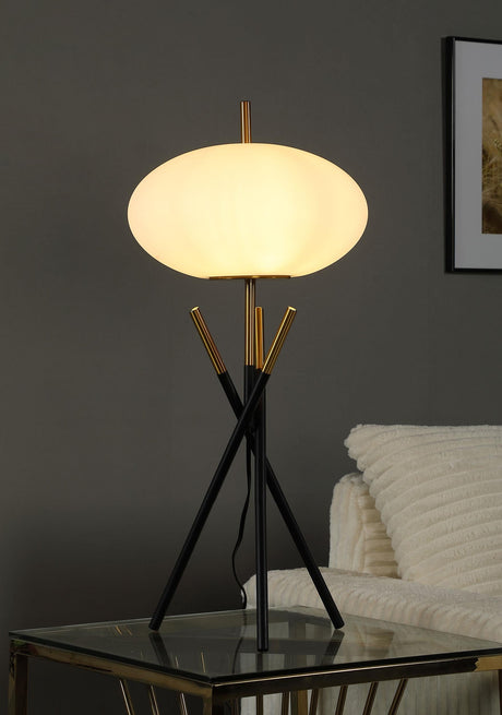 Layton White Orb Shade Tripod Table Lamp by Coaster at Eve Furniture