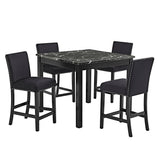Lennon Black Velvet 5-Piece Counter Height Dining Set by Crown Mark at Eve Furniture