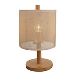 Levio Table Lamp, Natural Oak Wooden Base with Linen Shade by Ashcroft Imports at Eve Furniture