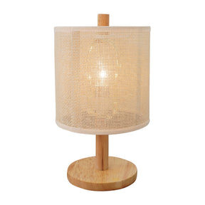 Levio Table Lamp, Natural Oak Wooden Base with Linen Shade by Ashcroft Imports at Eve Furniture