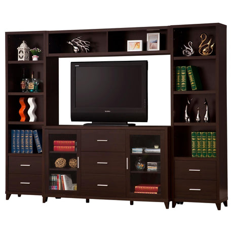 Lewes Cappuccino 4-Piece Entertainment Center by Coaster at Eve Furniture