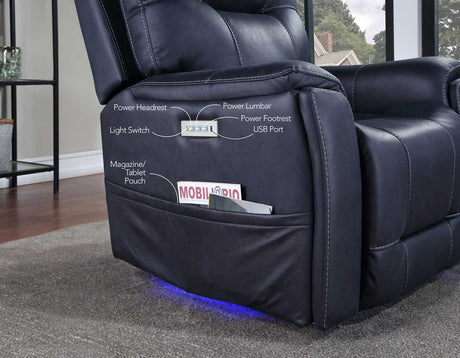 Lexington Ocean Blue Triple-Power Media Recliner by Steve Silver at Eve Furniture