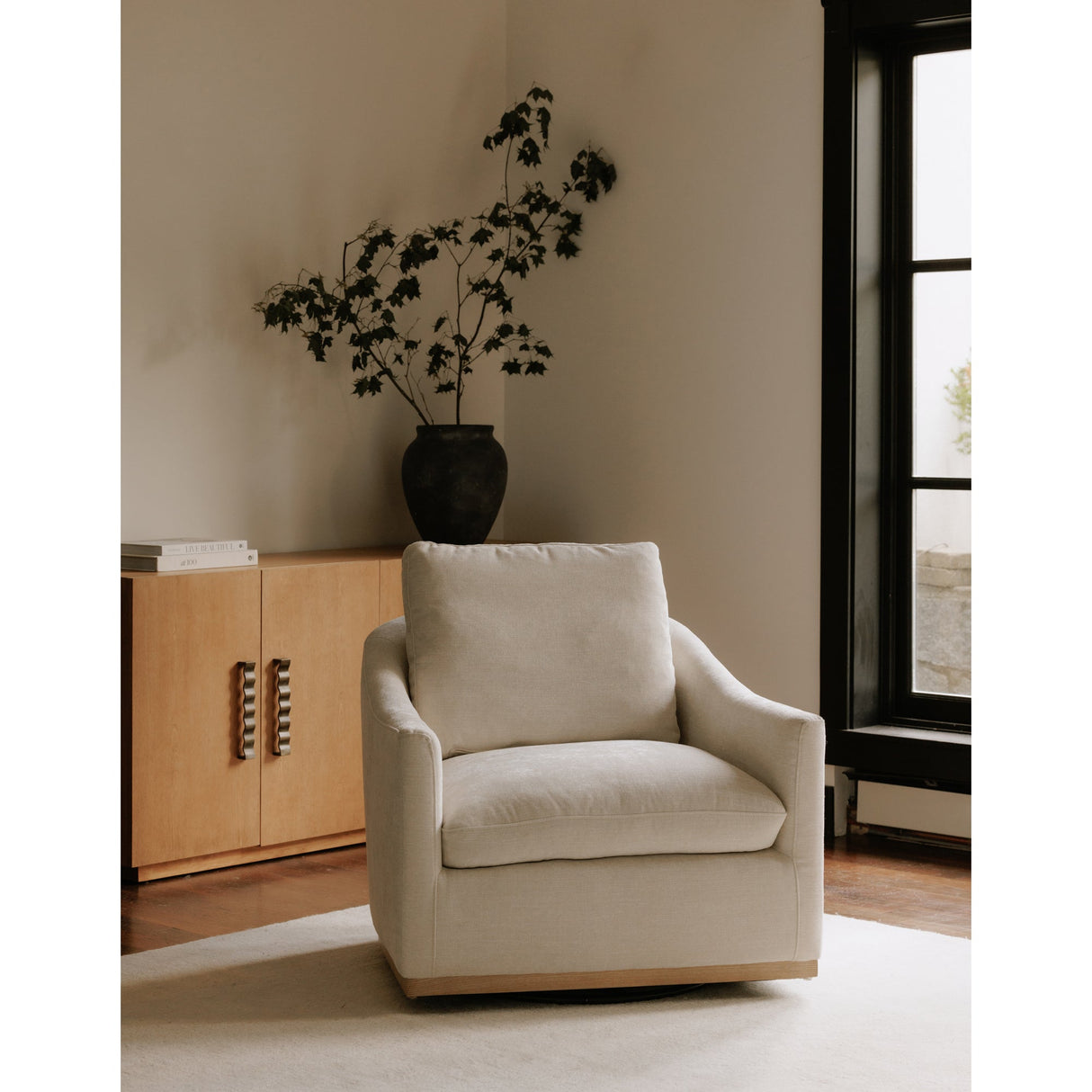 Linden Beige Swivel Chair by Moe's Home at Eve Furniture
