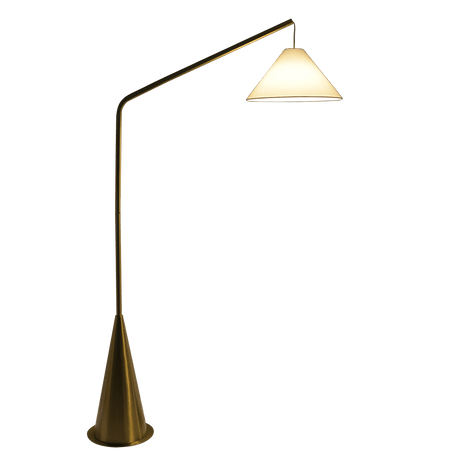 Lisbon Black Floor Lamp with On/Off Switch Coned Base Hanging White Fabric Shade by Ashcroft Imports at Eve Furniture