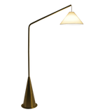 Lisbon Black Floor Lamp with On/Off Switch Coned Base Hanging White Fabric Shade by Ashcroft Furniture at Eve Furniture