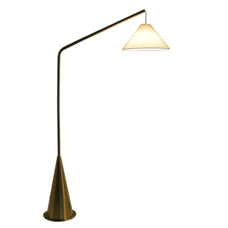 Lisbon Black Floor Lamp with On/Off Switch Coned Base Hanging White Fabric Shade by Ashcroft Imports at Eve Furniture