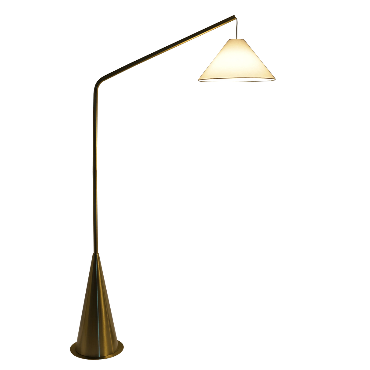 Lisbon Black Floor Lamp with On/Off Switch Coned Base Hanging White Fabric Shade by Ashcroft Furniture at Eve Furniture