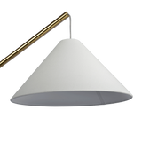 Lisbon Black Floor Lamp with On/Off Switch Coned Base Hanging White Fabric Shade by Ashcroft Furniture at Eve Furniture