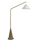 Lisbon Black Floor Lamp with On/Off Switch Coned Base Hanging White Fabric Shade by Ashcroft Imports at Eve Furniture