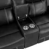 Littleton Black Double Reclining Loveseat with Center Console by Homelegance at Eve Furniture