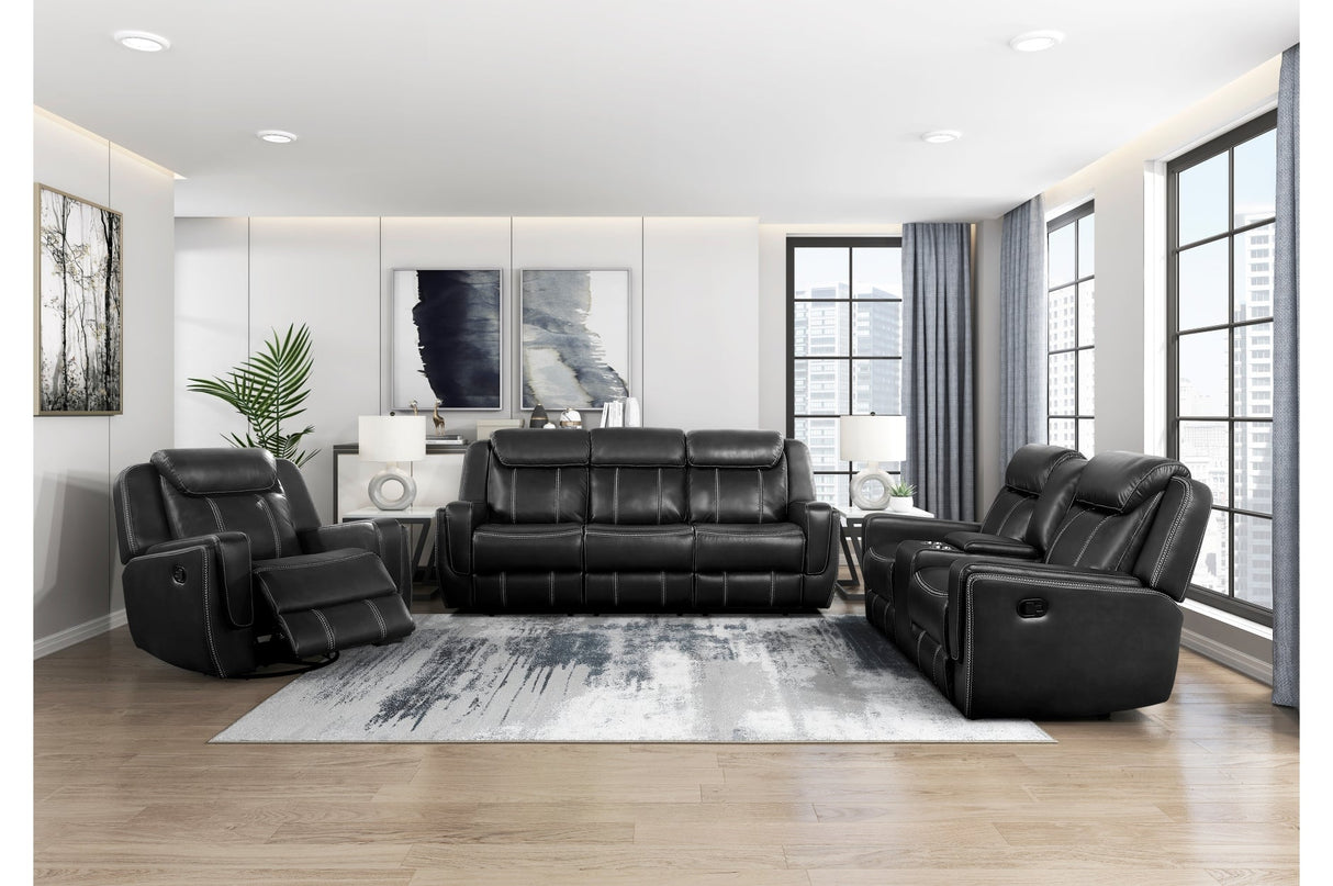 Littleton Black Double Reclining Loveseat with Center Console by Homelegance at Eve Furniture