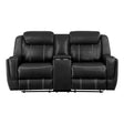 Littleton Black Double Reclining Loveseat with Center Console by Homelegance at Eve Furniture