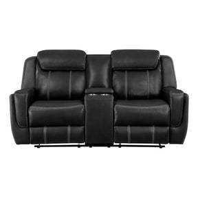 Littleton Black Double Reclining Loveseat with Center Console by Homelegance at Eve Furniture