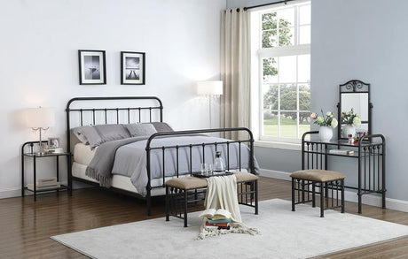 Livingston Dark Bronze Eastern King Panel Metal Bed by Coaster at Eve Furniture