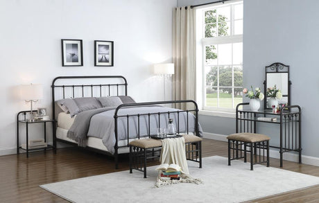 Livingston Dark Bronze Eastern King Panel Metal Bed by Coaster at Eve Furniture