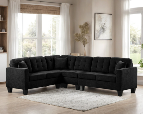 Logan Black Performance Fabric Reversible Sectional by Happy Homes at Eve Furniture