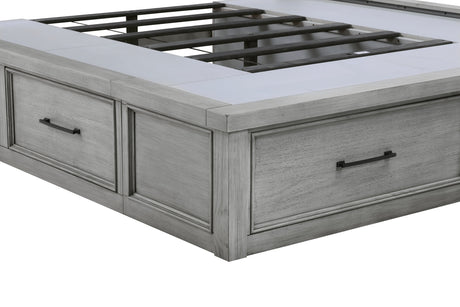 Logandale Antique Gray King Sleigh Storage Platform Bed by Homelegance at Eve Furniture