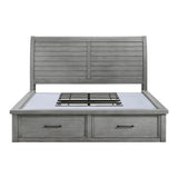 Logandale Antique Gray King Sleigh Storage Platform Bed by Homelegance at Eve Furniture