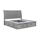Logandale Antique Gray King Sleigh Storage Platform Bed by Homelegance at Eve Furniture