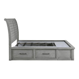 Logandale Antique Gray King Sleigh Storage Platform Bed by Homelegance at Eve Furniture