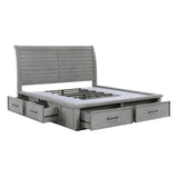 Logandale Antique Gray King Sleigh Storage Platform Bed by Homelegance at Eve Furniture