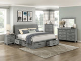 Logandale Antique Gray Queen Sleigh Storage Platform Bed by Homelegance at Eve Furniture