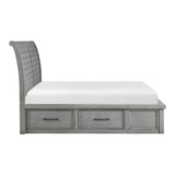 Logandale Antique Gray Queen Sleigh Storage Platform Bed by Homelegance at Eve Furniture