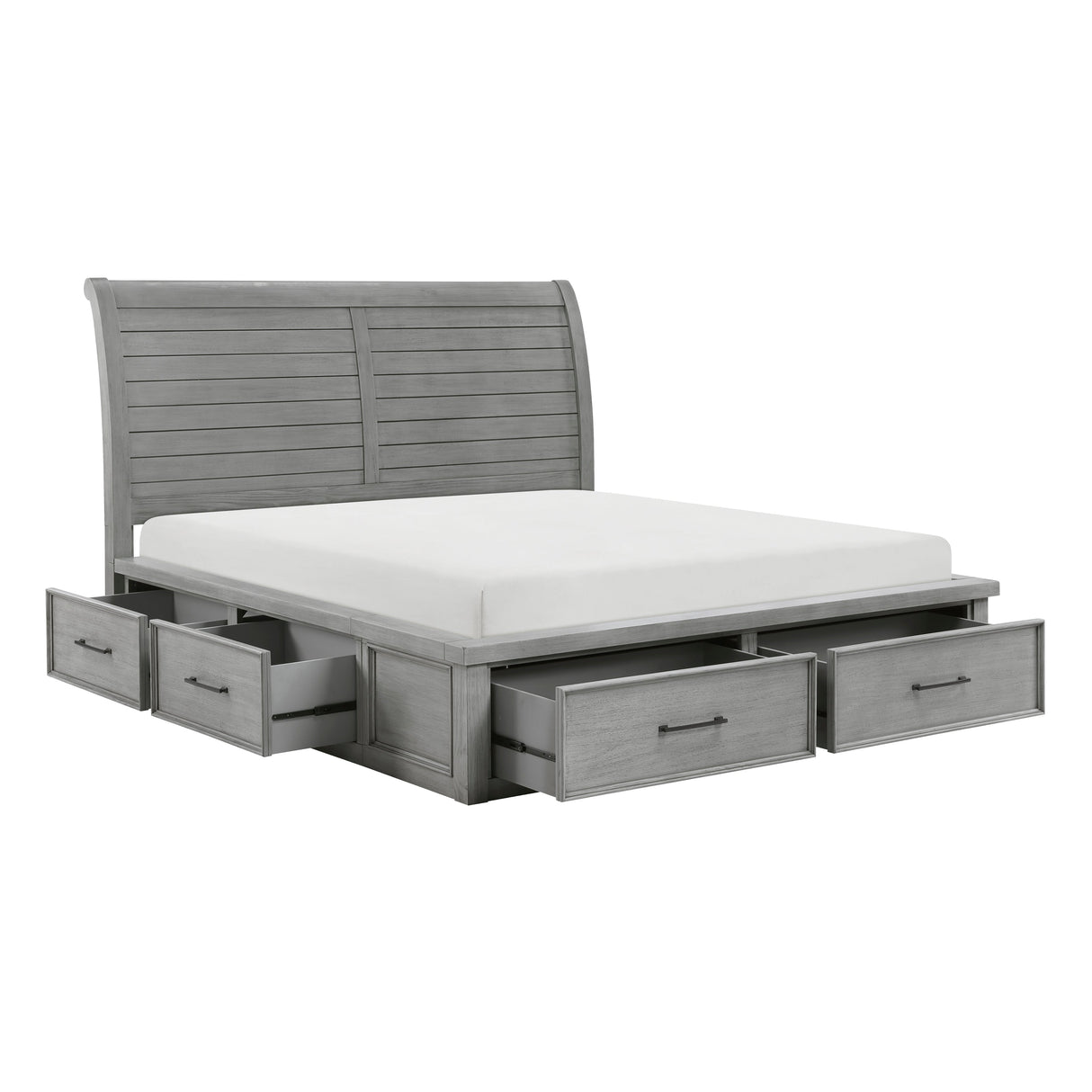 Logandale Antique Gray Queen Sleigh Storage Platform Bed by Homelegance at Eve Furniture