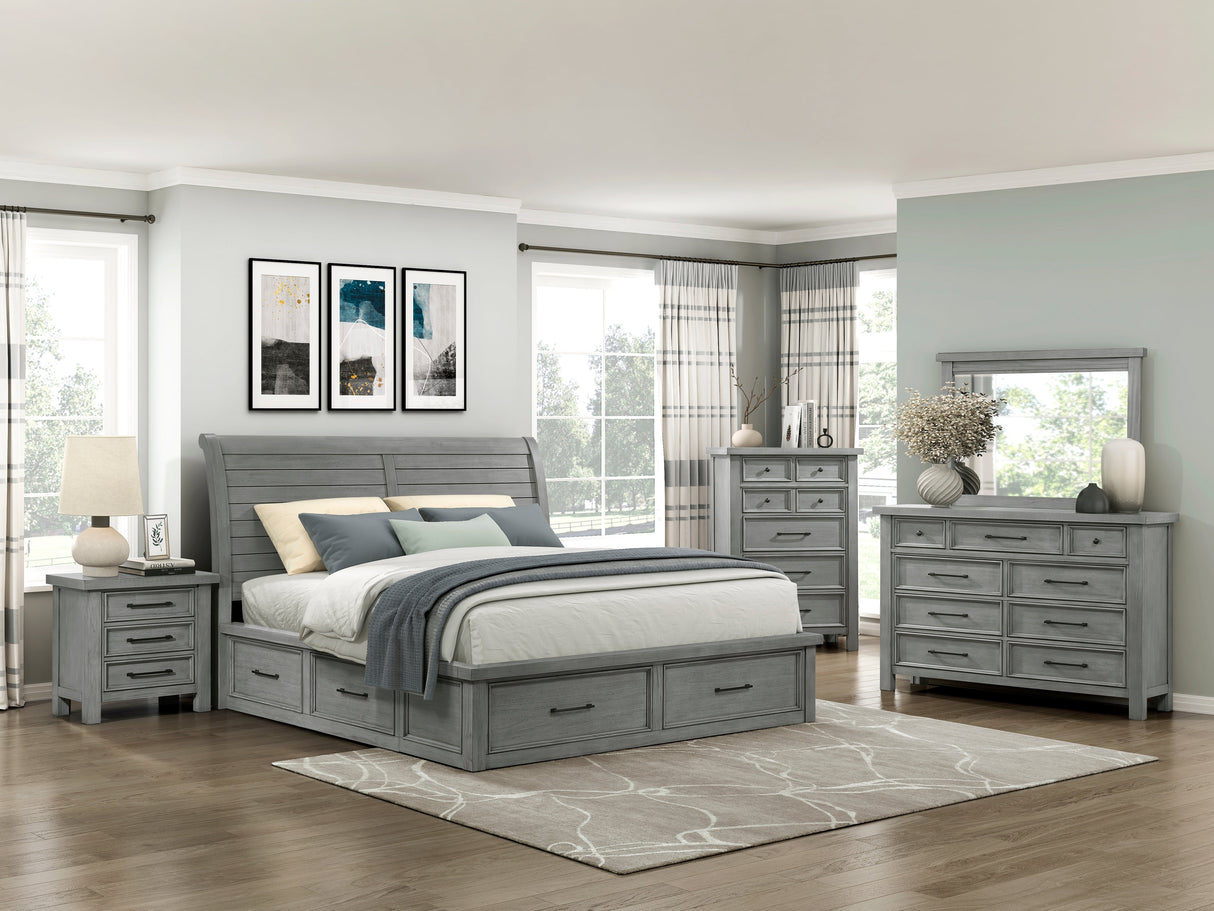 Logandale Antique Gray Sleigh Storage Platform Bedroom Set by Homelegance at Eve Furniture