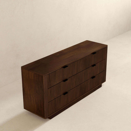 Lola Mid Century Modern Walnut Dresser With 6 Drawers by Ashcroft Imports at Eve Furniture