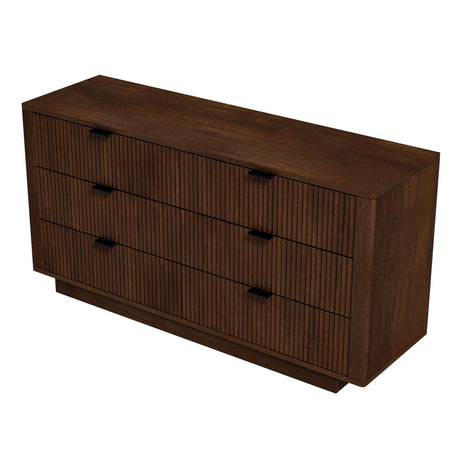 Lola Mid Century Modern Walnut Dresser With 6 Drawers by Ashcroft Imports at Eve Furniture