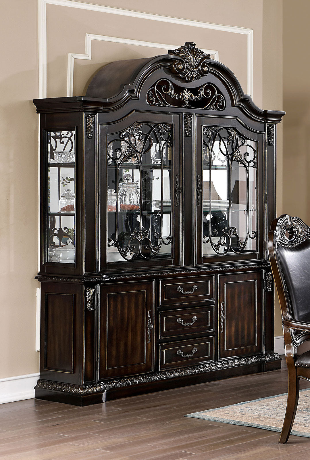 Lombardy Walnut Hutch & Buffet by Furniture of America at Eve Furniture