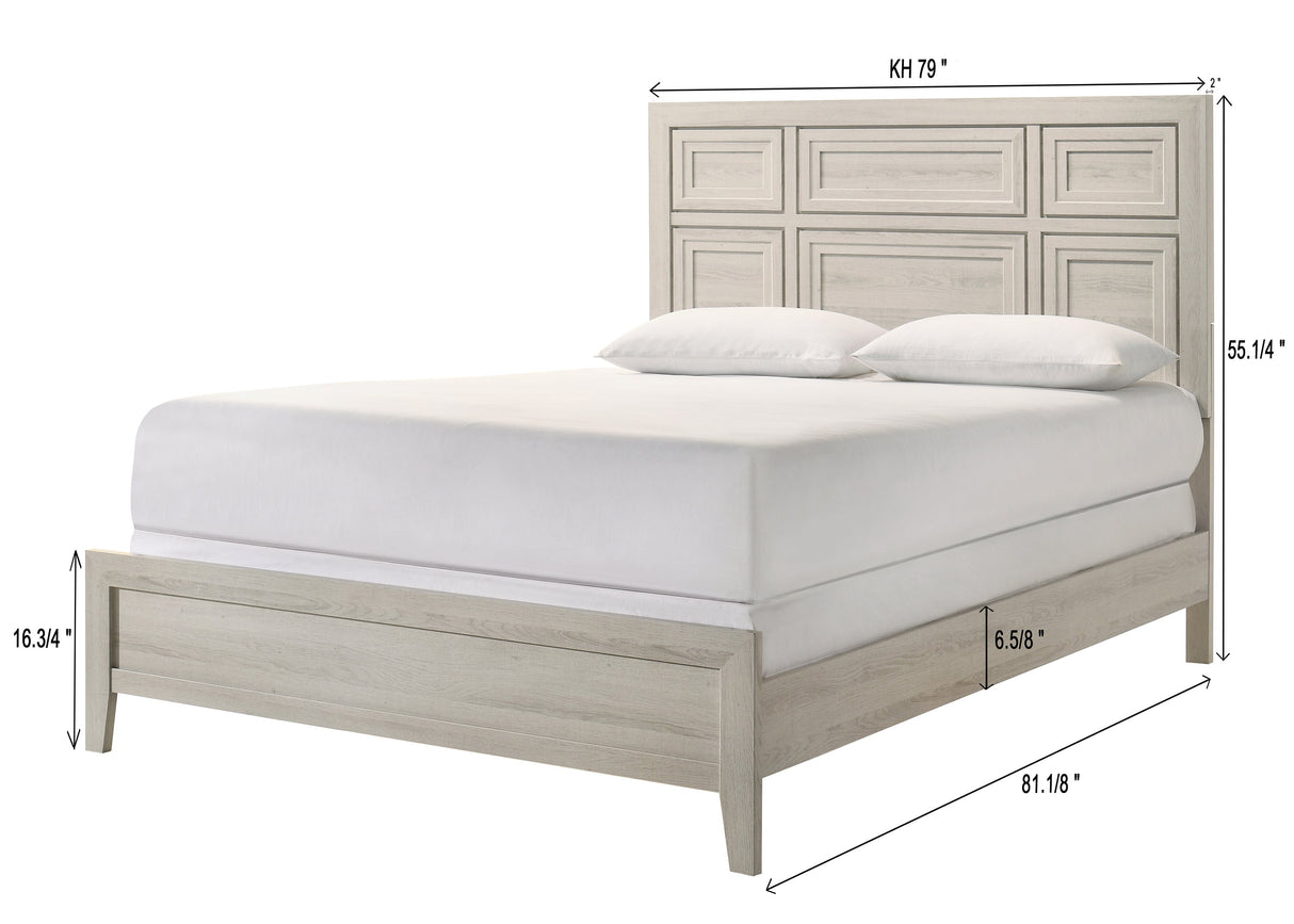 Lorraine Antique White King Panel Bed by Crown Mark at Eve Furniture