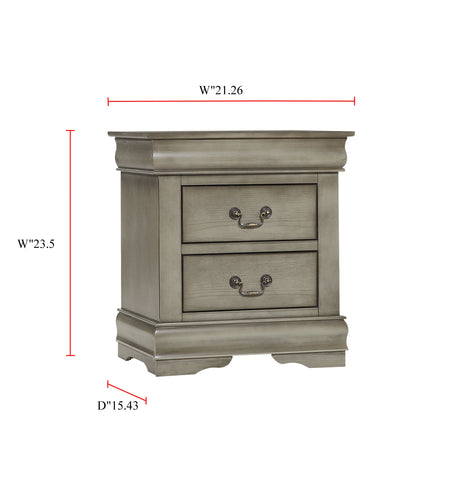 Louis Philip Gray Nightstand by Crown Mark at Eve Furniture