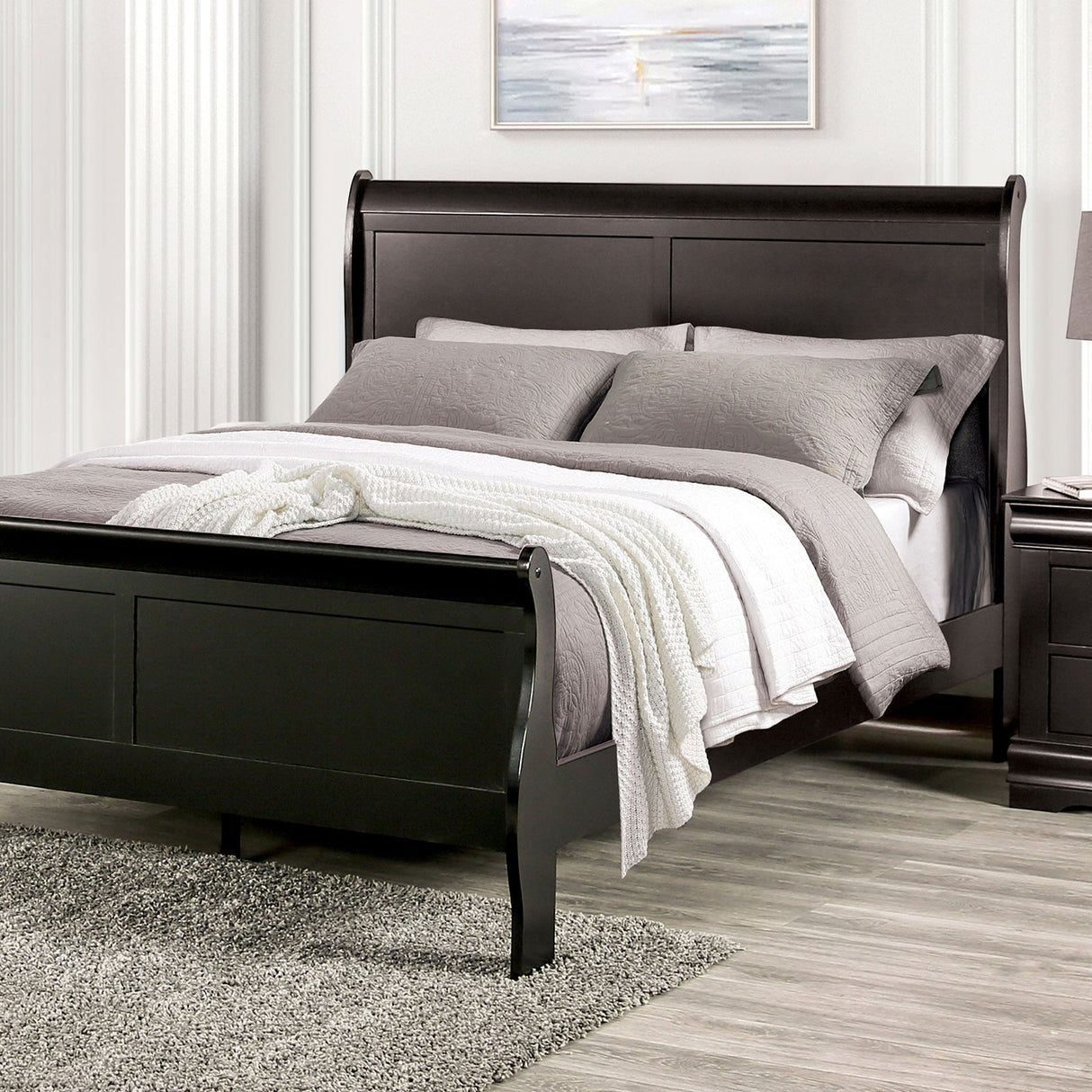 Louis Philippe Black Full Bed by Furniture of America at Eve Furniture