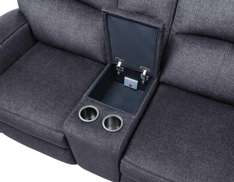 Lovell Charcoal Power Console Loveseat by Steve Silver at Eve Furniture