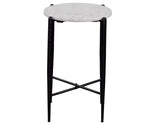 Loxie White 16″ Round Solid Marble Top End Table by Steve Silver at Eve Furniture