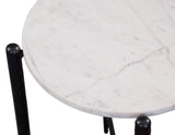 Loxie White 16″ Round Solid Marble Top End Table by Steve Silver at Eve Furniture