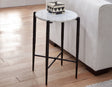 Loxie White 16″ Round Solid Marble Top End Table by Steve Silver at Eve Furniture