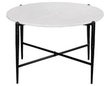 Loxie White 29.5″ Round Solid Marble Top Cocktail Table by Steve Silver at Eve Furniture