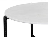 Loxie White 29.5″ Round Solid Marble Top Cocktail Table by Steve Silver at Eve Furniture