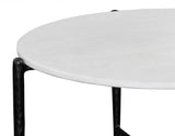 Loxie White 3-Piece Round Solid Marble Top Table Set by Steve Silver at Eve Furniture