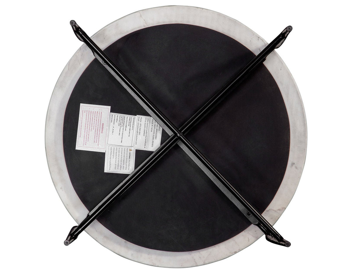 Loxie White 3-Piece Round Solid Marble Top Table Set by Steve Silver at Eve Furniture