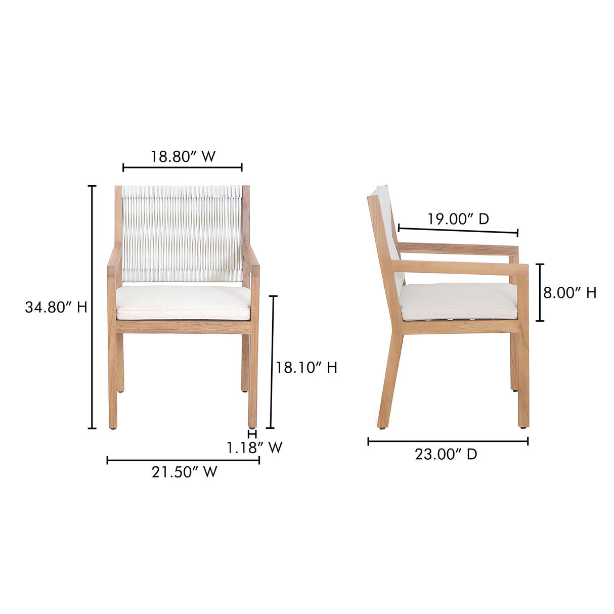 Luce Natural Outdoor Dining Chair by Moe's Home at Eve Furniture